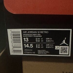 Jordan Air 12 Retro White Black Red
